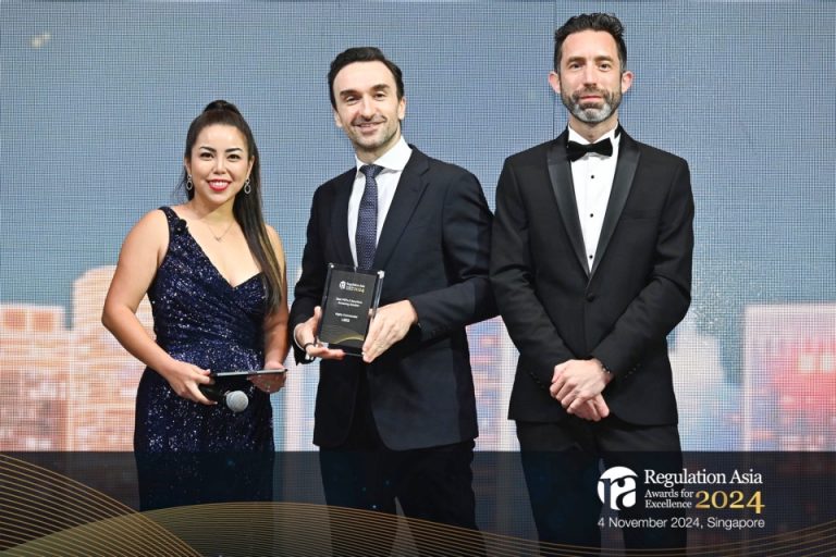 The LSEG Sustainable Finance and Investment team celebrate an award win and recognition at the Regulation Asia Awards for Excellence 2024