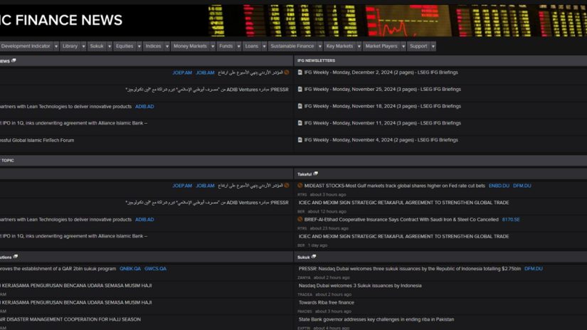 A screenshot of Refinitiv Eikon showing the islamic finance news app