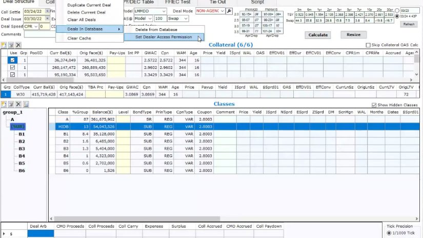 A screenshot of Yield Book Structuring Tool showing structuring and analysis of new agency deals