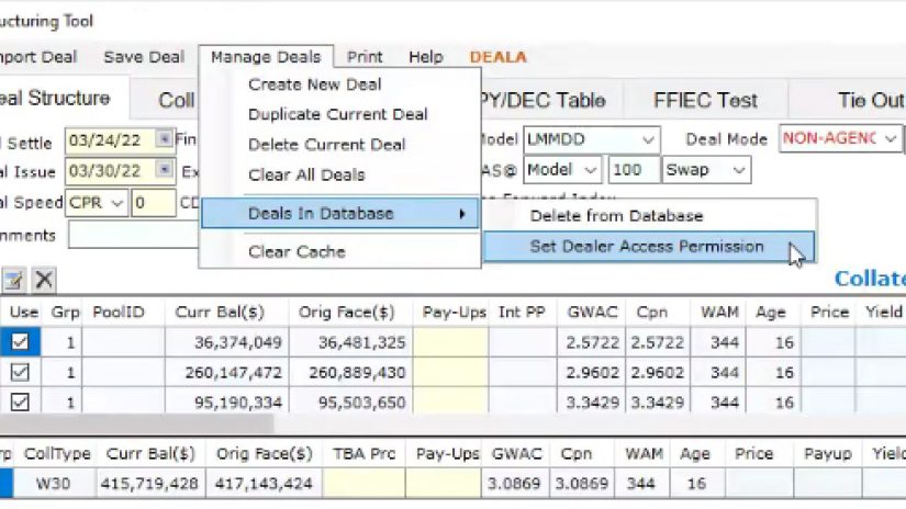 A screenshot of DEALA Yield Book Structuring Tool