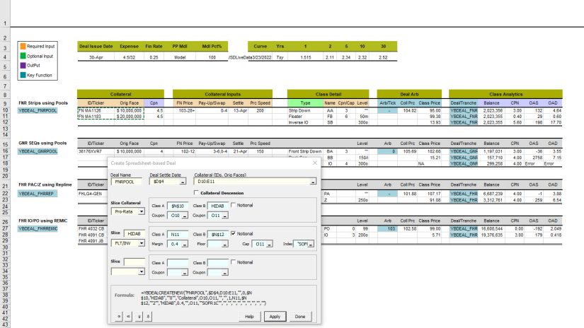 A screenshot of Yield Book Structuring Tool showing spreadsheet power and flexibility