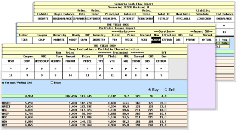 Yield Book Classic offers flexible reports