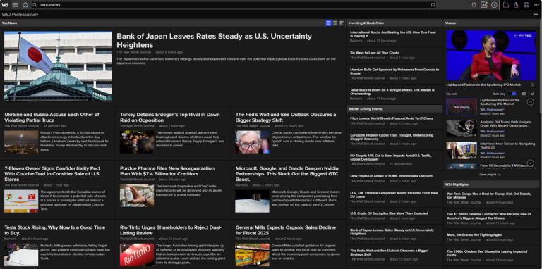 screenshot of the LSEG Workspace WSJ Professional+ app
