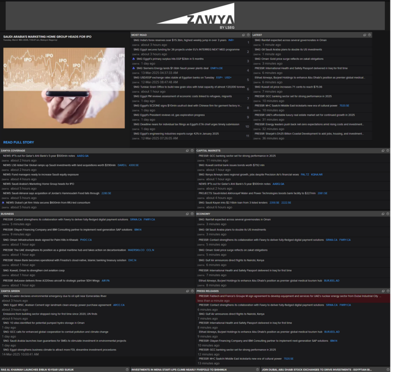 screenshot of the LSEG Workspace Zaywa app