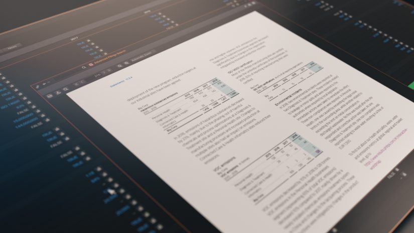 An image showing Sustainable Leadership Monitor's advanced filings search on a screen