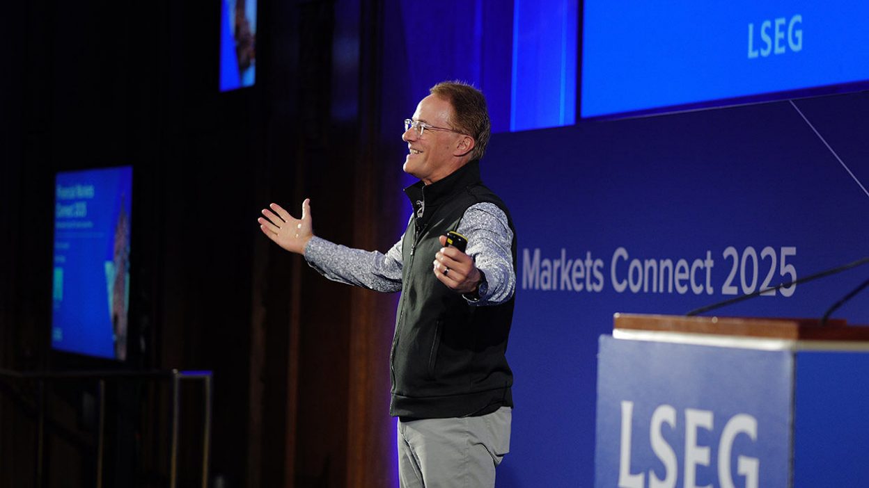 Keynote speaker, economic futurist and former Chief Market Intelligence Officer at the U.S. CFTC, Andrew Busch at the Financial Markets Connect 2025. 
