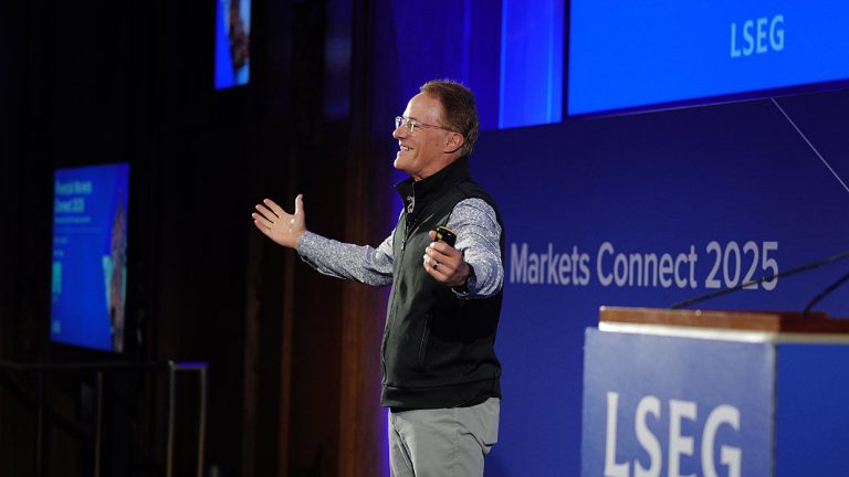 Keynote speaker, economic futurist and former Chief Market Intelligence Officer at the U.S. CFTC, Andrew Busch at the Financial Markets Connect 2025.
