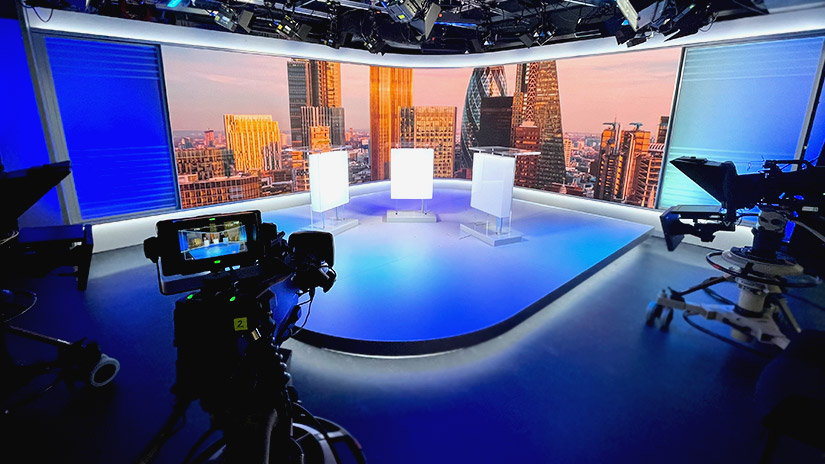 From left to right Lucy Webber, Rhiannon Main, Kelly Gregory and Aarondeep Singh - being filmed in studio 1
