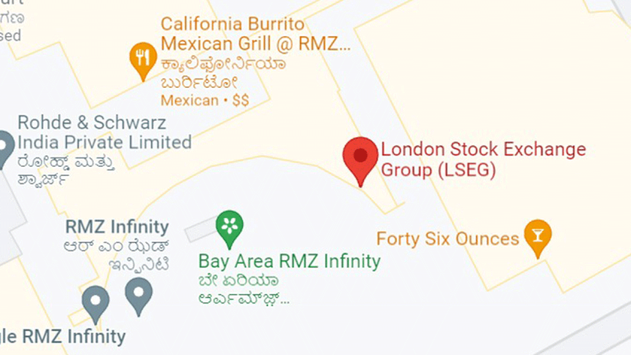 LSEG Bengaluru India Google Maps office location TMZ Infinity