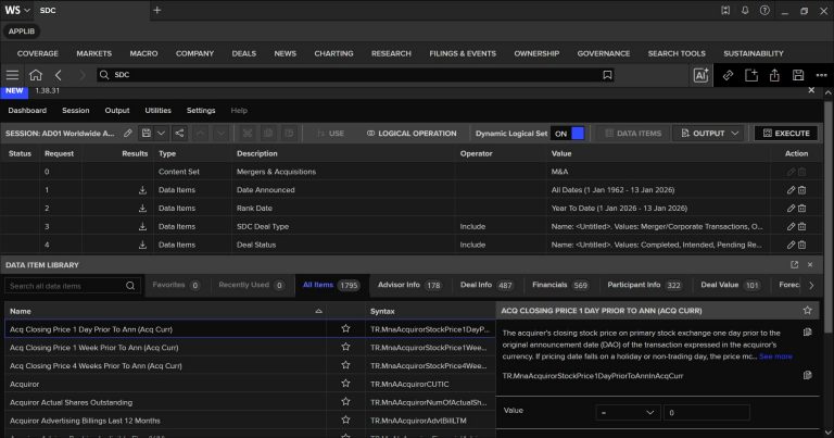 A screenshot of dedicated deals screening and analysis capabilities