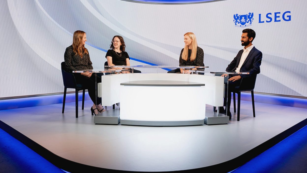 From left to right  Lucy Webber, Rhiannon Main, Kelly Gregory and Aarondeep Singh - being filmed in studio 1
